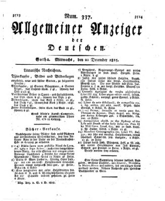 Allgemeiner Anzeiger der Deutschen Mittwoch 20. Dezember 1815