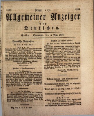 Allgemeiner Anzeiger der Deutschen Sonntag 12. Mai 1816