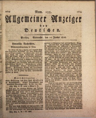 Allgemeiner Anzeiger der Deutschen Mittwoch 12. Juni 1816