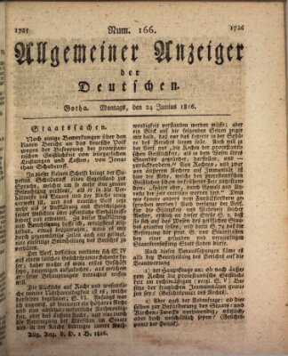 Allgemeiner Anzeiger der Deutschen Montag 24. Juni 1816