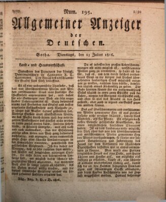 Allgemeiner Anzeiger der Deutschen Dienstag 23. Juli 1816
