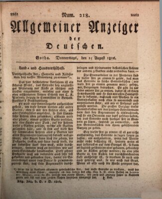 Allgemeiner Anzeiger der Deutschen Donnerstag 15. August 1816