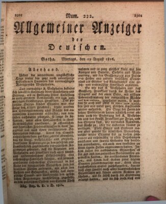 Allgemeiner Anzeiger der Deutschen Montag 19. August 1816
