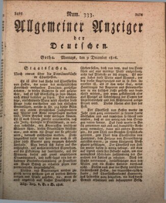 Allgemeiner Anzeiger der Deutschen Montag 9. Dezember 1816