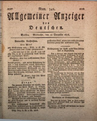 Allgemeiner Anzeiger der Deutschen Mittwoch 18. Dezember 1816