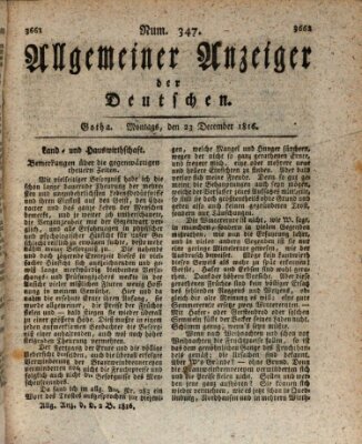 Allgemeiner Anzeiger der Deutschen Montag 23. Dezember 1816