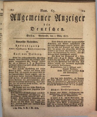 Allgemeiner Anzeiger der Deutschen Mittwoch 5. März 1817