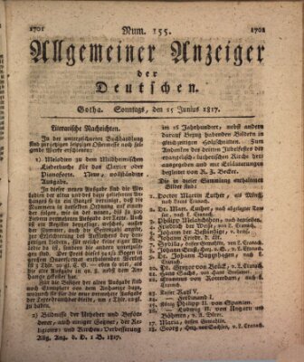 Allgemeiner Anzeiger der Deutschen Sonntag 15. Juni 1817