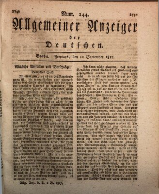 Allgemeiner Anzeiger der Deutschen Freitag 12. September 1817
