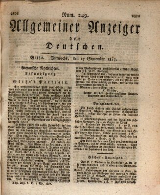 Allgemeiner Anzeiger der Deutschen Mittwoch 17. September 1817
