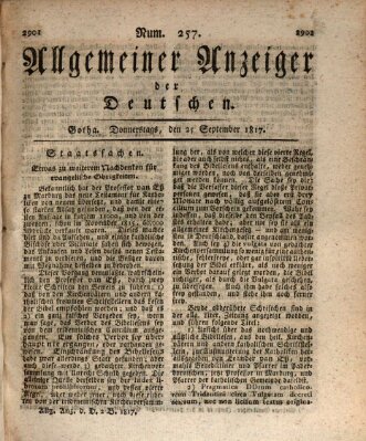 Allgemeiner Anzeiger der Deutschen Donnerstag 25. September 1817