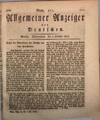 Allgemeiner Anzeiger der Deutschen Donnerstag 9. Oktober 1817