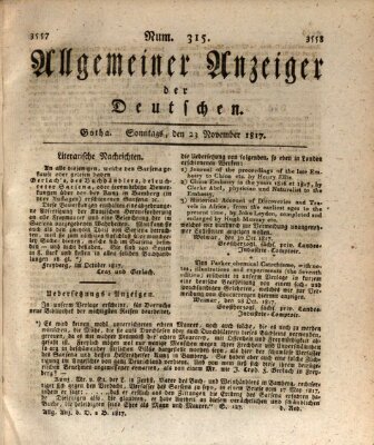 Allgemeiner Anzeiger der Deutschen Sonntag 23. November 1817