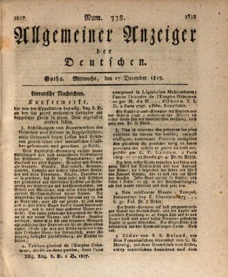 Allgemeiner Anzeiger der Deutschen Mittwoch 17. Dezember 1817