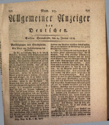 Allgemeiner Anzeiger der Deutschen Samstag 24. Januar 1818