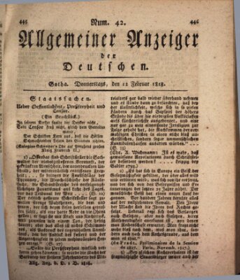 Allgemeiner Anzeiger der Deutschen Donnerstag 12. Februar 1818