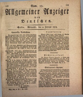 Allgemeiner Anzeiger der Deutschen Mittwoch 25. Februar 1818