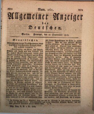 Allgemeiner Anzeiger der Deutschen Freitag 25. September 1818