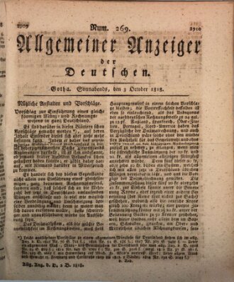 Allgemeiner Anzeiger der Deutschen Samstag 3. Oktober 1818