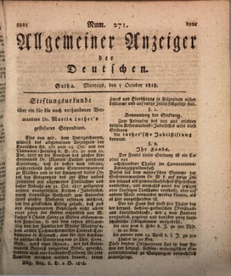 Allgemeiner Anzeiger der Deutschen Montag 5. Oktober 1818