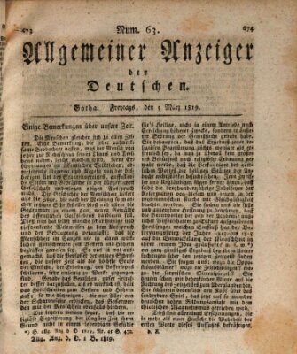 Allgemeiner Anzeiger der Deutschen Freitag 5. März 1819