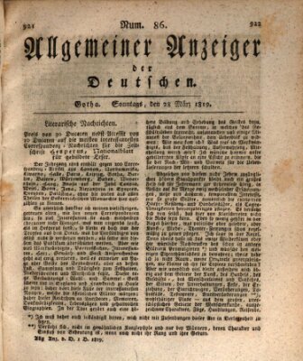 Allgemeiner Anzeiger der Deutschen Sonntag 28. März 1819