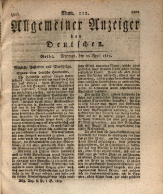 Allgemeiner Anzeiger der Deutschen Montag 26. April 1819