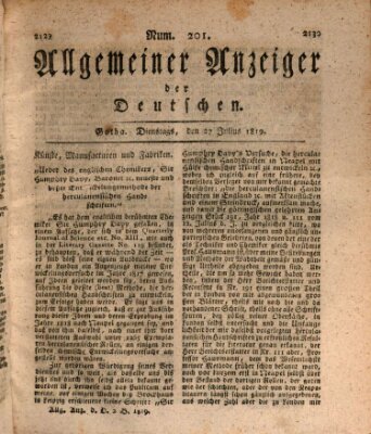 Allgemeiner Anzeiger der Deutschen Dienstag 27. Juli 1819