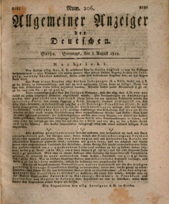 Allgemeiner Anzeiger der Deutschen Sonntag 1. August 1819