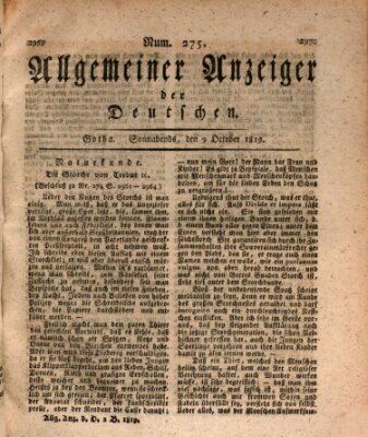 Allgemeiner Anzeiger der Deutschen Samstag 9. Oktober 1819