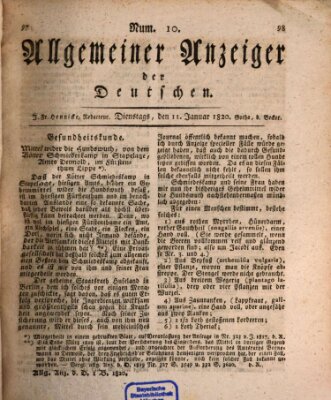 Allgemeiner Anzeiger der Deutschen Dienstag 11. Januar 1820