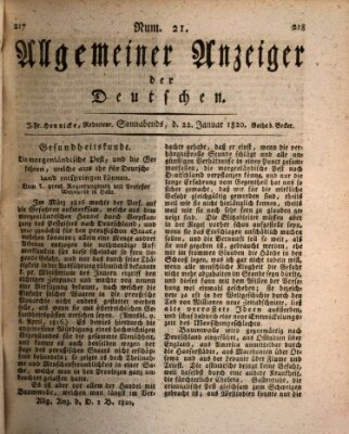 Allgemeiner Anzeiger der Deutschen Samstag 22. Januar 1820