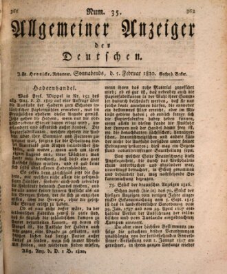 Allgemeiner Anzeiger der Deutschen Samstag 5. Februar 1820