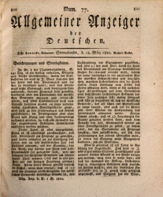 Allgemeiner Anzeiger der Deutschen Samstag 18. März 1820