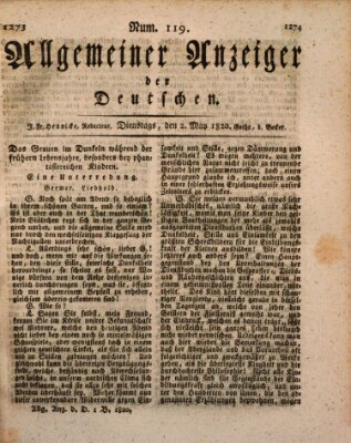 Allgemeiner Anzeiger der Deutschen Dienstag 2. Mai 1820