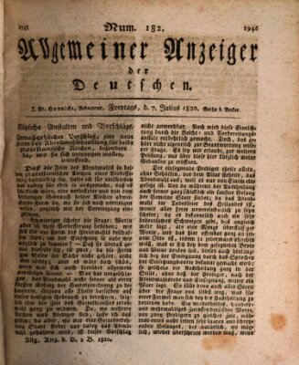 Allgemeiner Anzeiger der Deutschen Freitag 7. Juli 1820