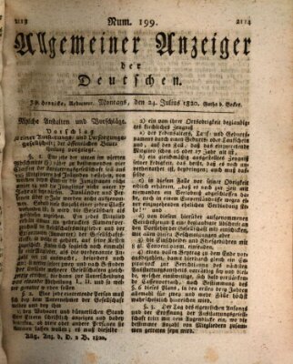 Allgemeiner Anzeiger der Deutschen Montag 24. Juli 1820