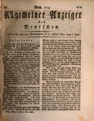 Allgemeiner Anzeiger der Deutschen Samstag 29. Juli 1820