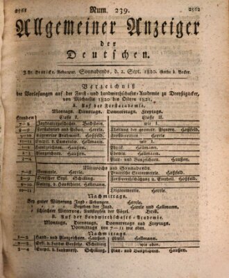 Allgemeiner Anzeiger der Deutschen Samstag 2. September 1820