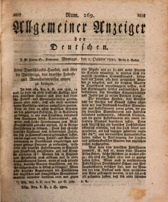 Allgemeiner Anzeiger der Deutschen Montag 2. Oktober 1820