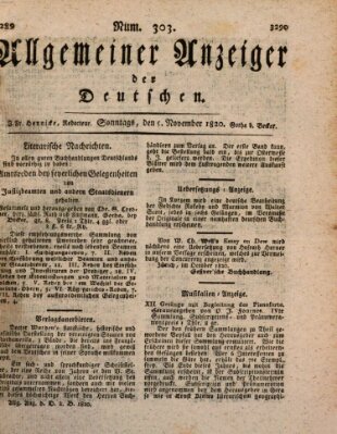 Allgemeiner Anzeiger der Deutschen Sonntag 5. November 1820