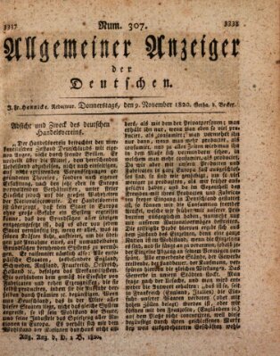 Allgemeiner Anzeiger der Deutschen Donnerstag 9. November 1820