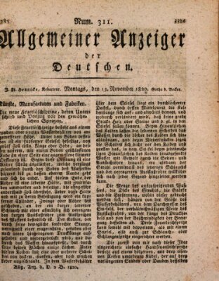 Allgemeiner Anzeiger der Deutschen Montag 13. November 1820