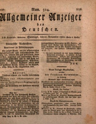 Allgemeiner Anzeiger der Deutschen Sonntag 26. November 1820