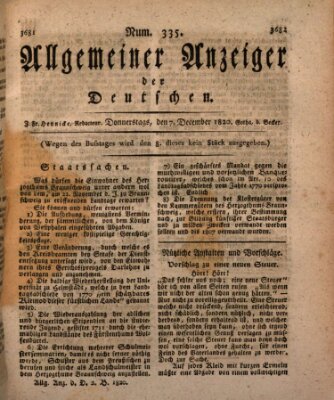 Allgemeiner Anzeiger der Deutschen Donnerstag 7. Dezember 1820
