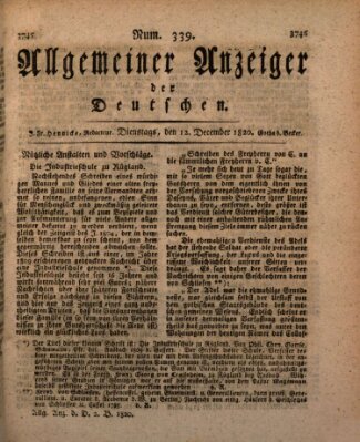 Allgemeiner Anzeiger der Deutschen Dienstag 12. Dezember 1820