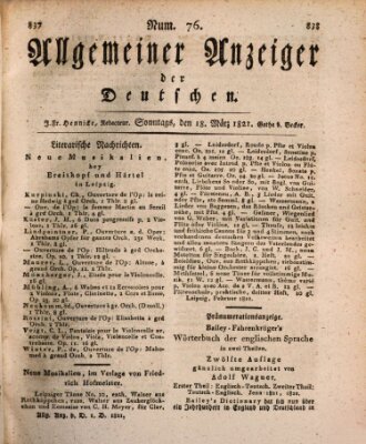 Allgemeiner Anzeiger der Deutschen Sonntag 18. März 1821