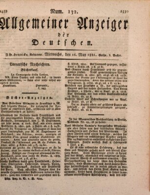 Allgemeiner Anzeiger der Deutschen Mittwoch 16. Mai 1821