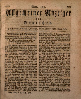 Allgemeiner Anzeiger der Deutschen Dienstag 19. Juni 1821
