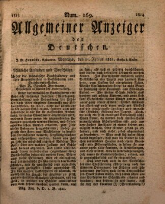 Allgemeiner Anzeiger der Deutschen Montag 25. Juni 1821